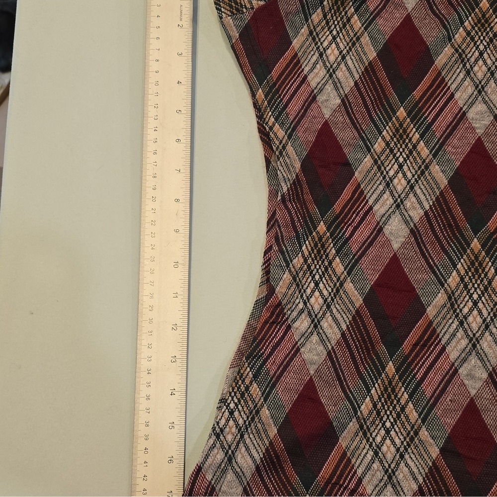 NRC Fashions Women's Burgundy Plaid A-Line Knee Length Skirt - Picture 5 of 7